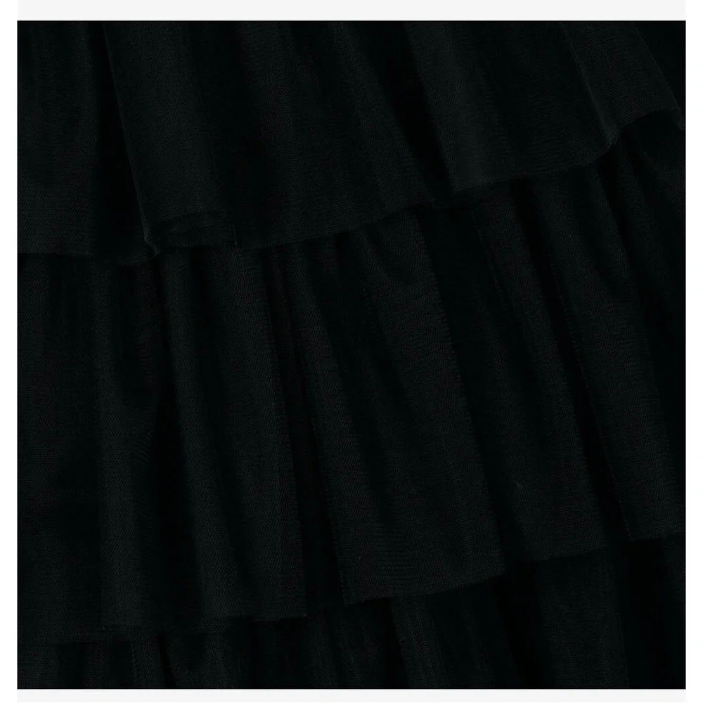 Il Gufo Elegant Black Tiered Tulle Sheet Formal Party Wednesday Addams Dress